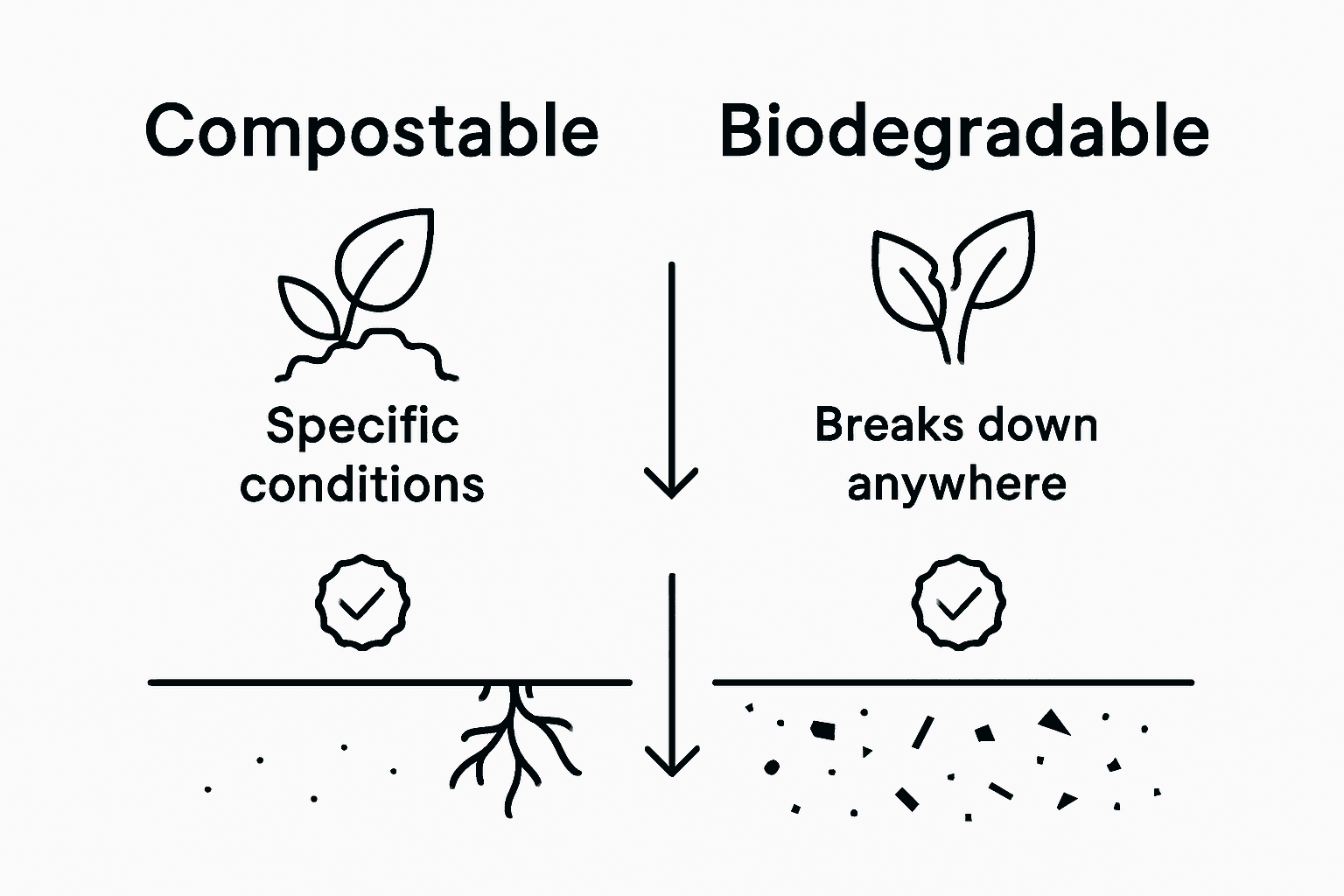 Compostable vs biodegradable infographic comparison