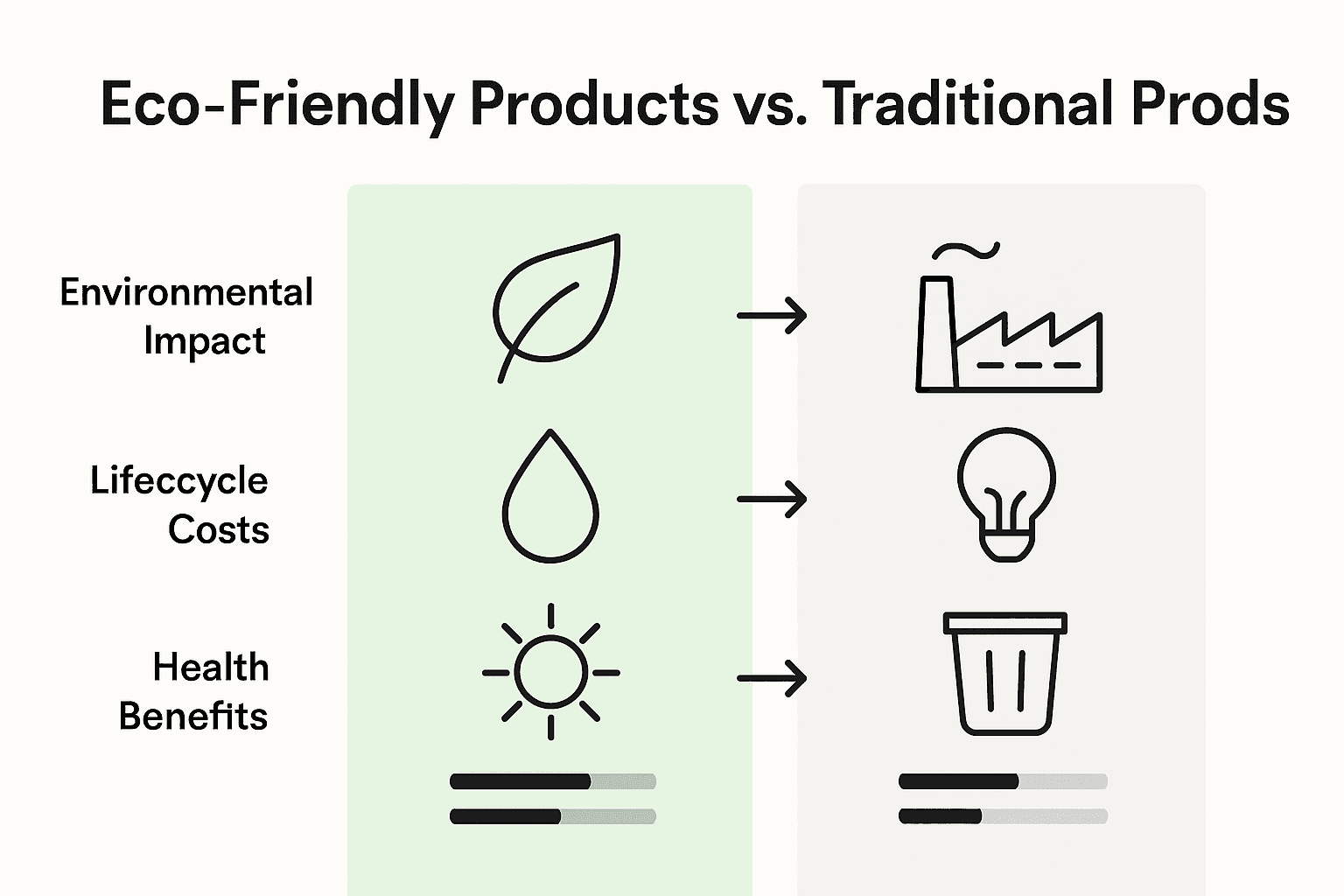 Infographic comparing eco-friendly and traditional products