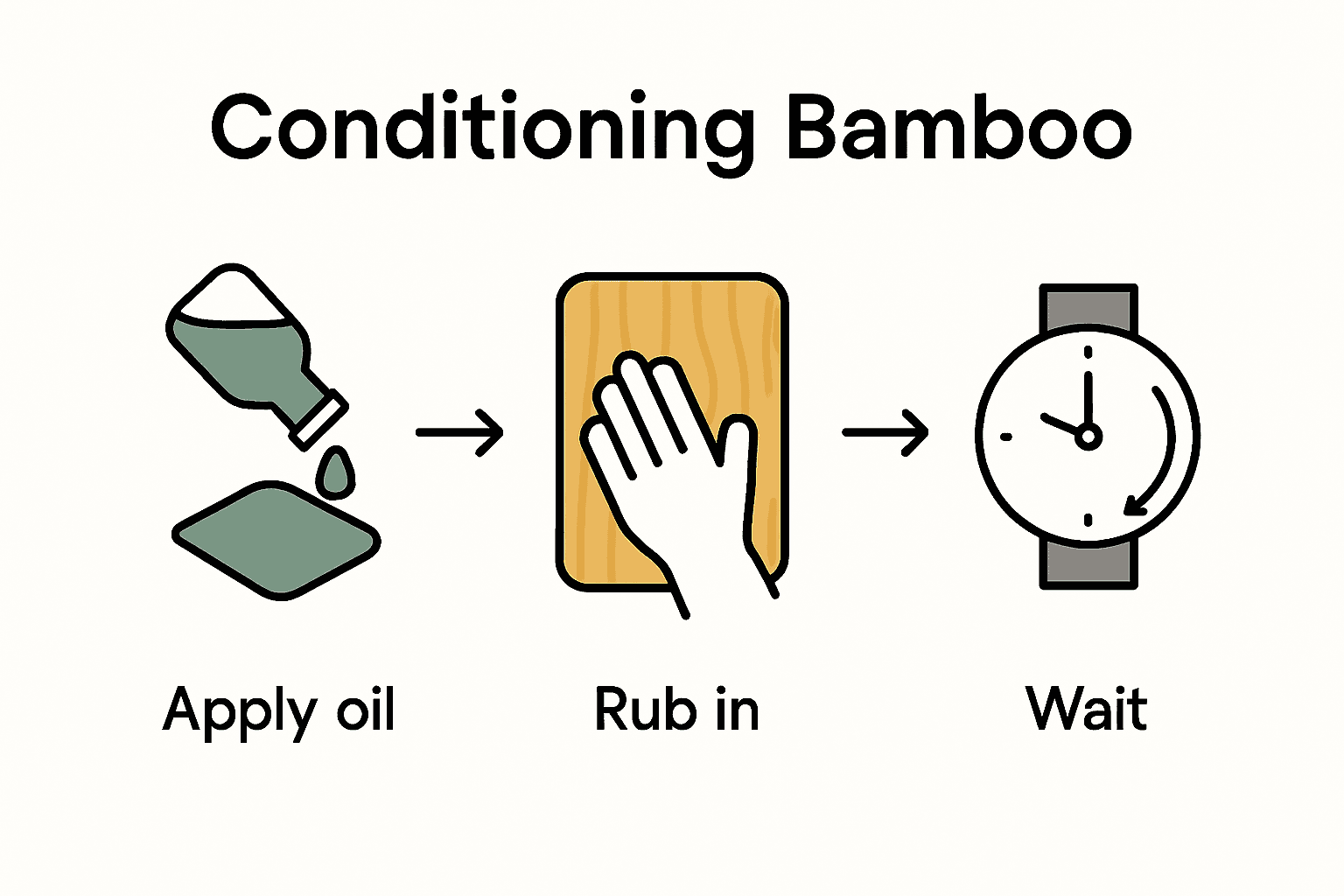 Infographic bamboo oil conditioning in steps