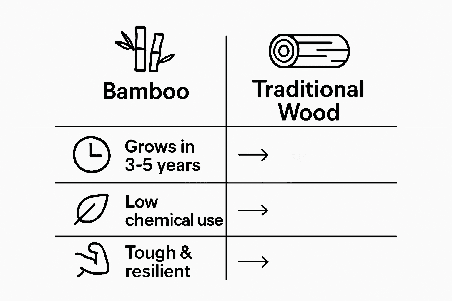 Infographic comparing bamboo and traditional wood