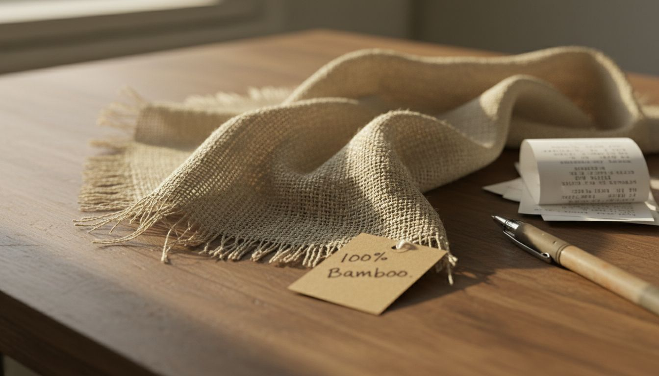 Close-up bamboo fabric texture and weave