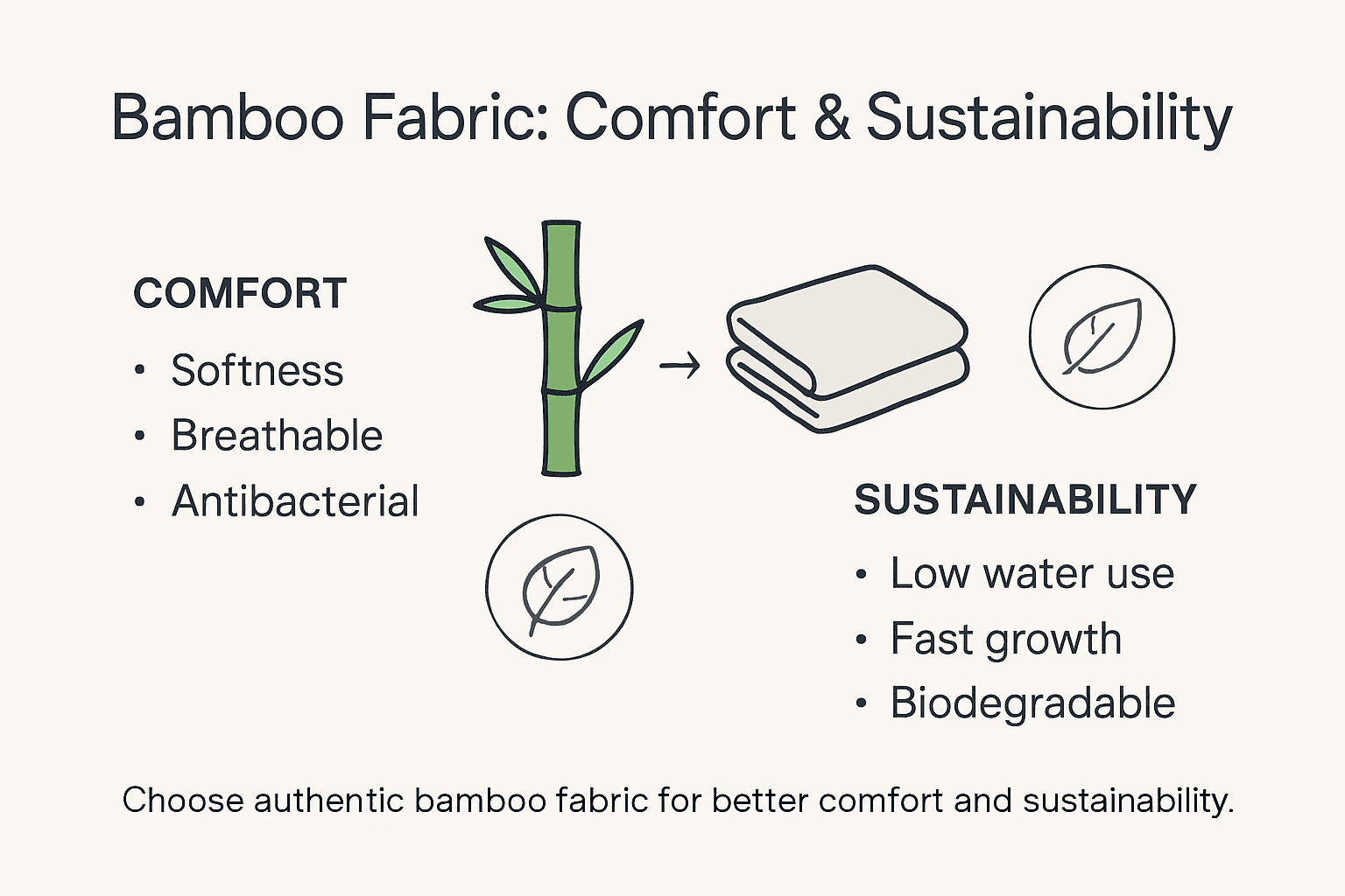 Bamboo fabric sustainability and comfort infographic
