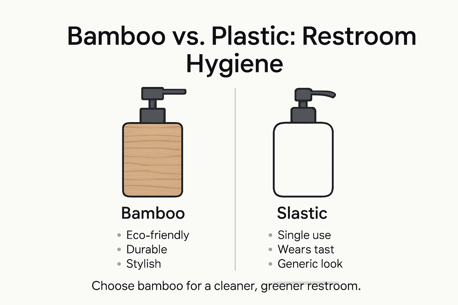 Infographic comparing bamboo and plastic restroom accessories