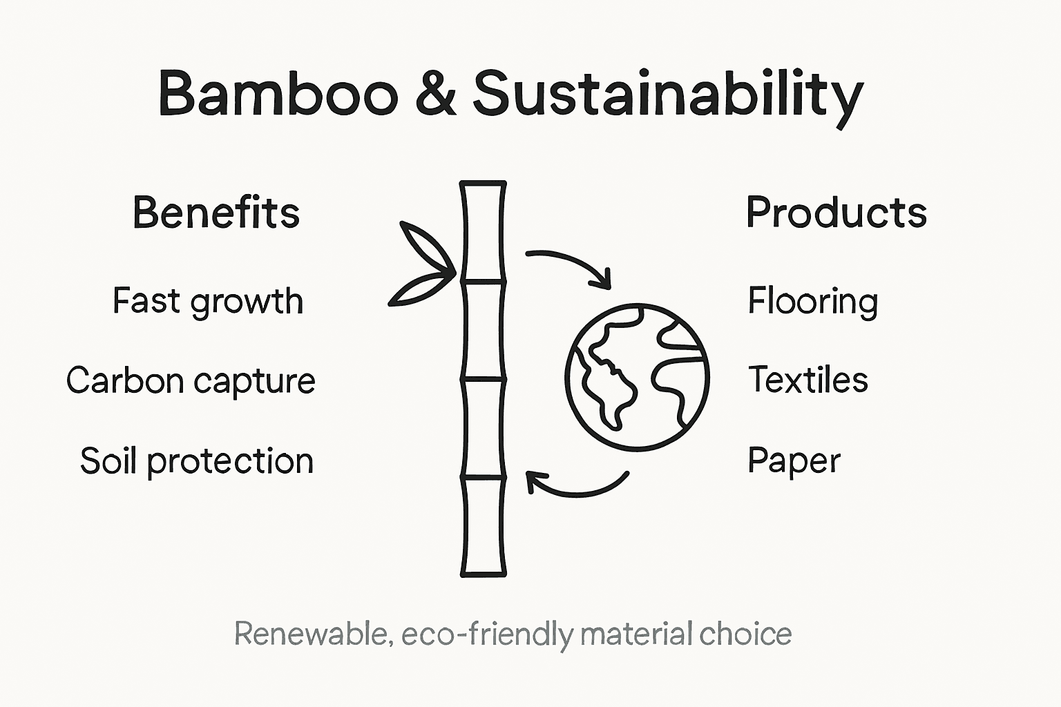 Infographic showing bamboo sustainability and product uses