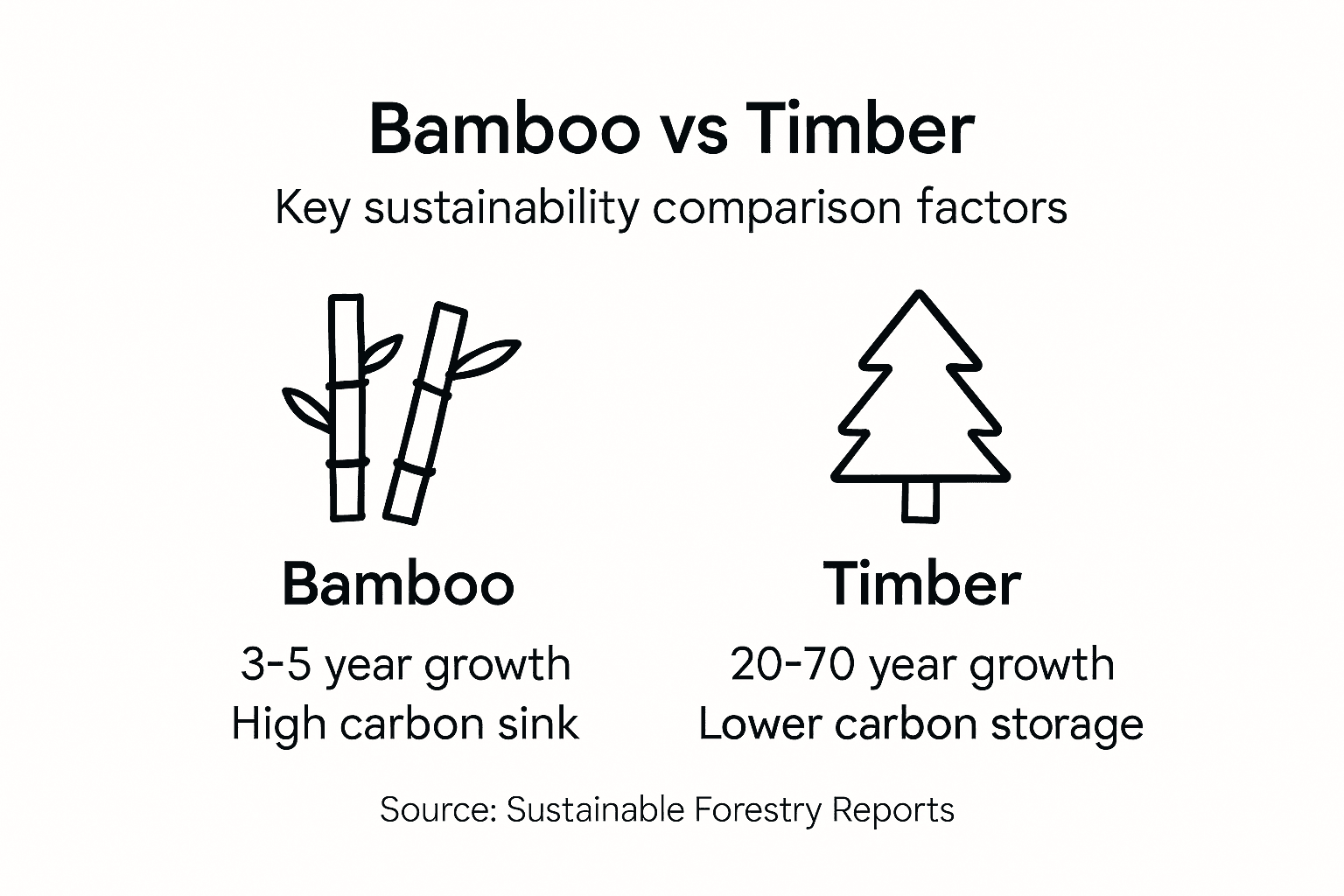 Infographic comparing bamboo and timber sustainability