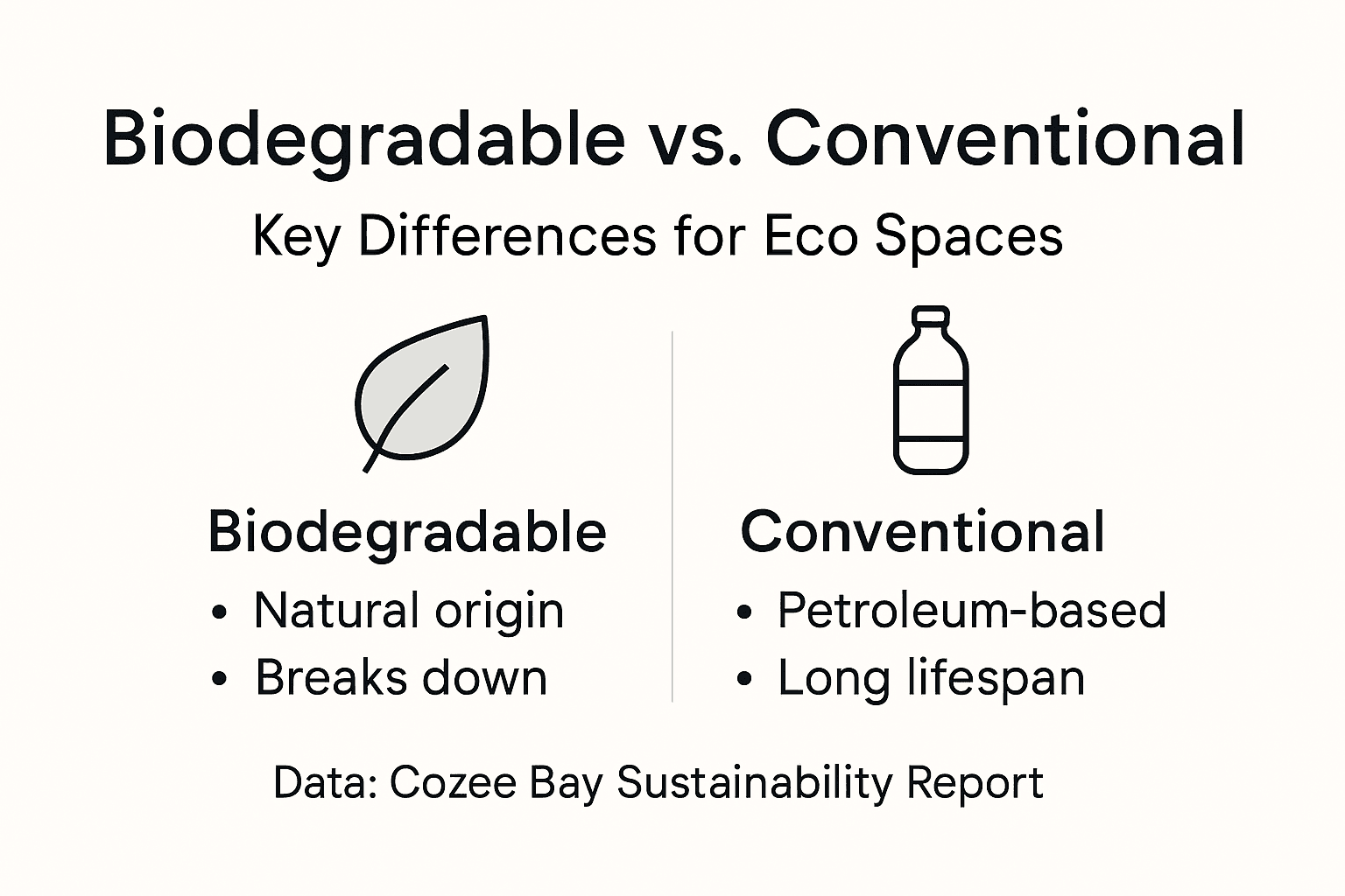 Infographic comparing biodegradable and conventional materials