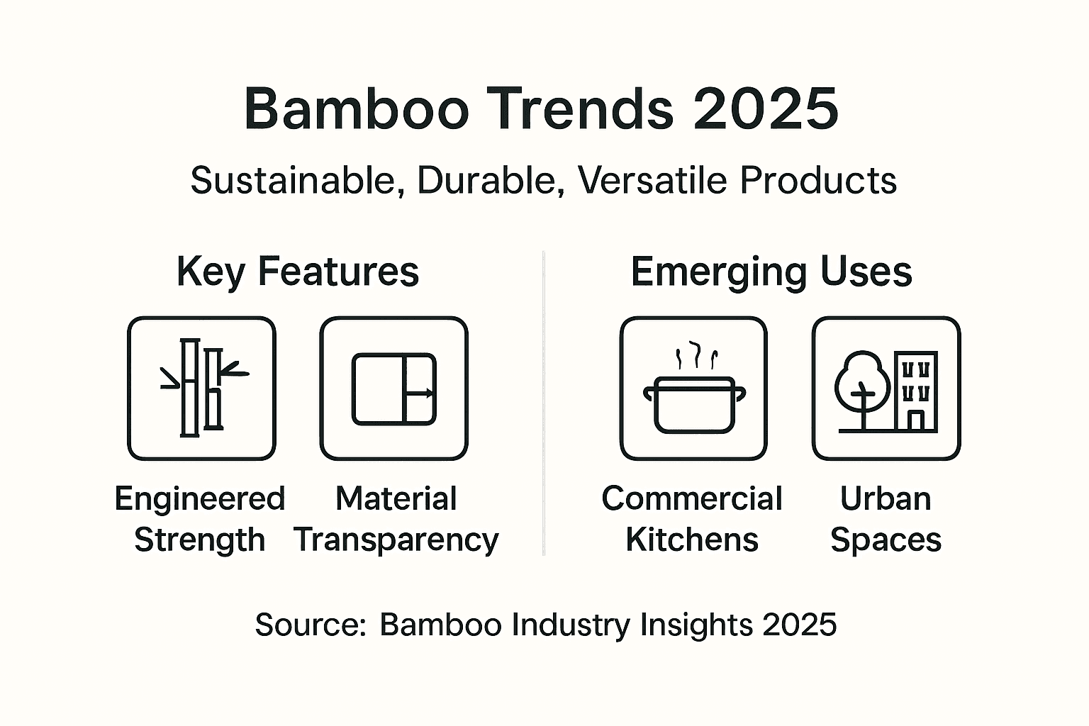 Infographic, bamboo trends 2025 key features and uses