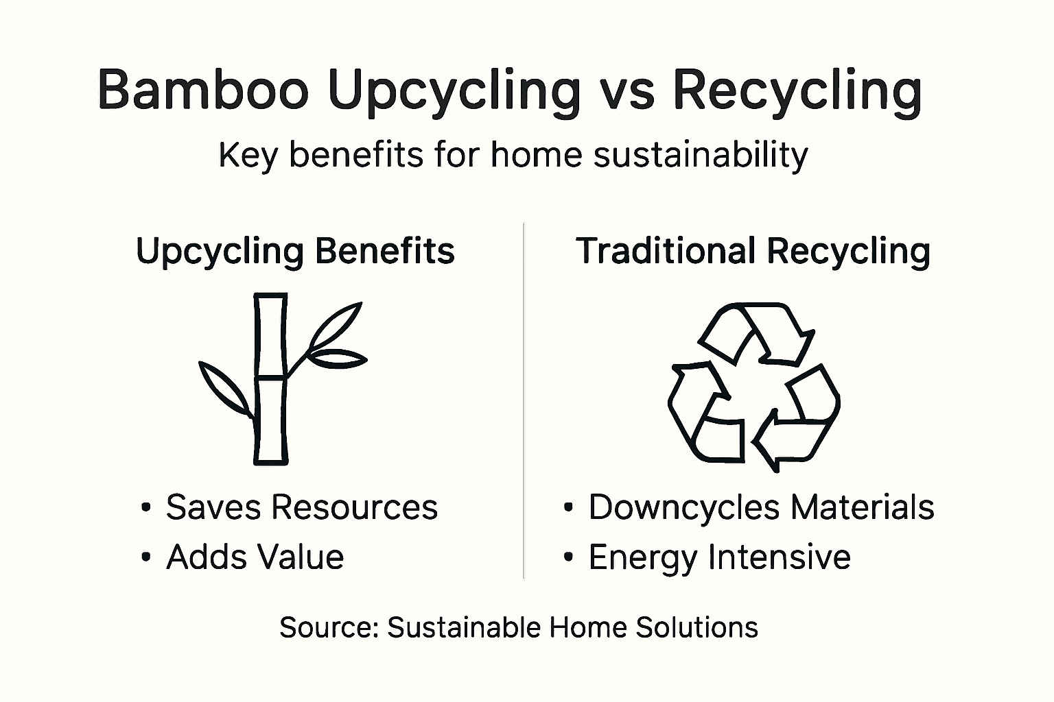 Infographic comparing bamboo upcycling and recycling