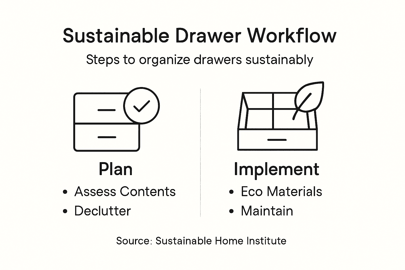 Infographic showing sustainable drawer workflow steps