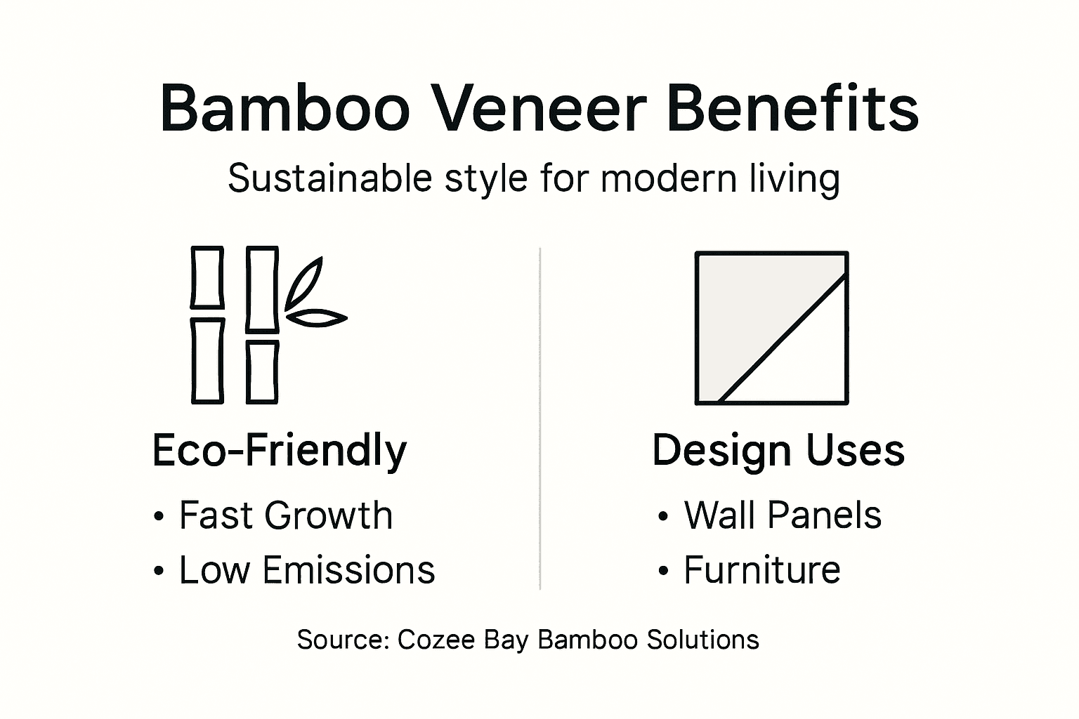 Infographic compares bamboo veneer benefits and uses