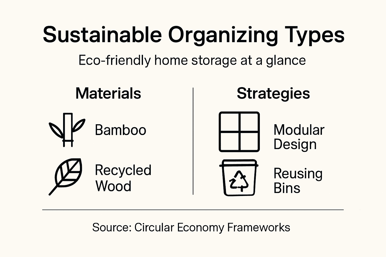 Infographic showing types of sustainable home organizing