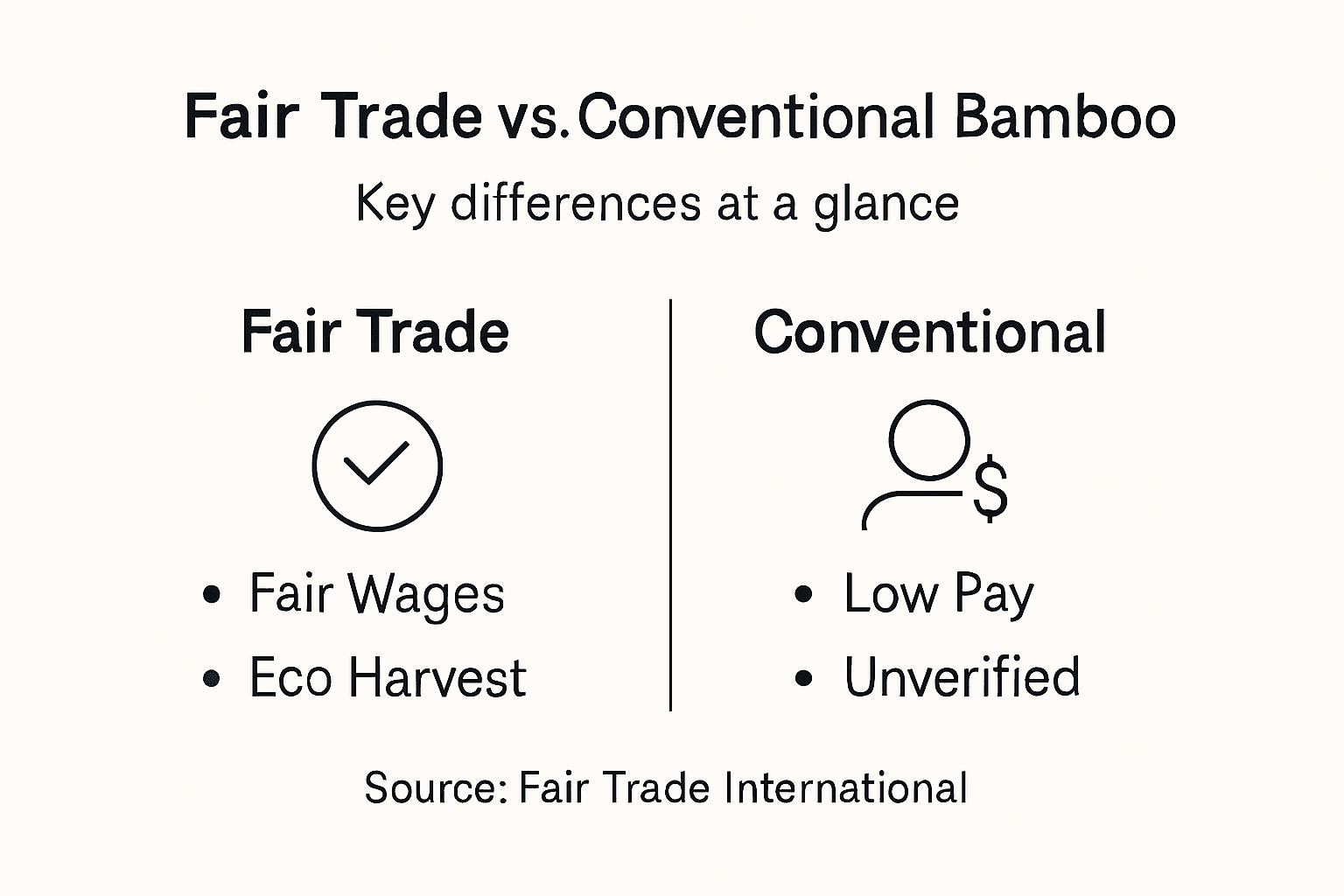Infographic showing fair trade versus conventional bamboo