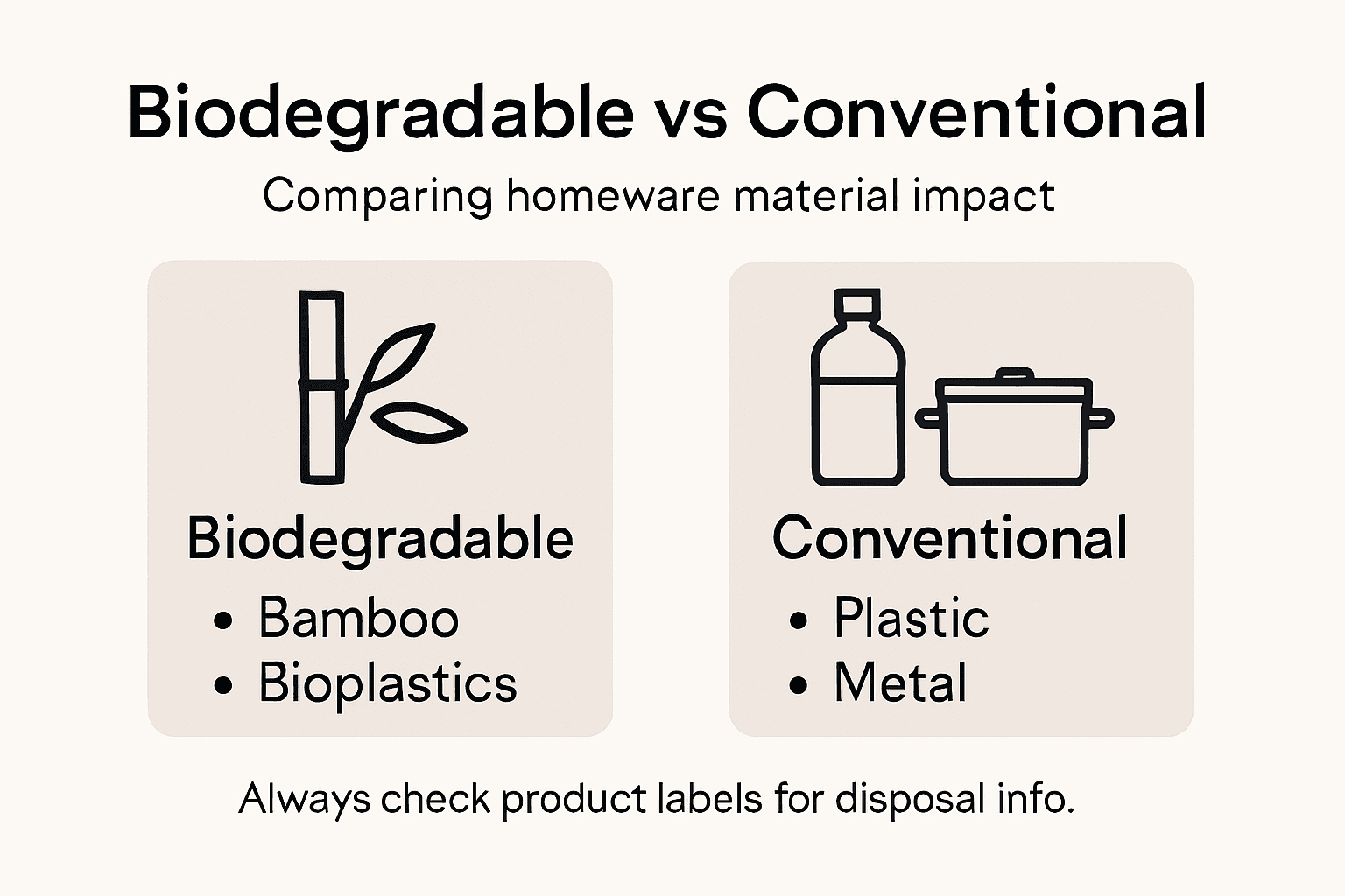 Infographic comparing biodegradable and conventional homeware