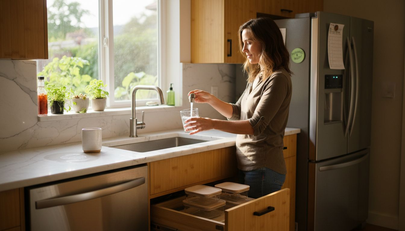 Eco kitchen with bamboo cabinets and green features