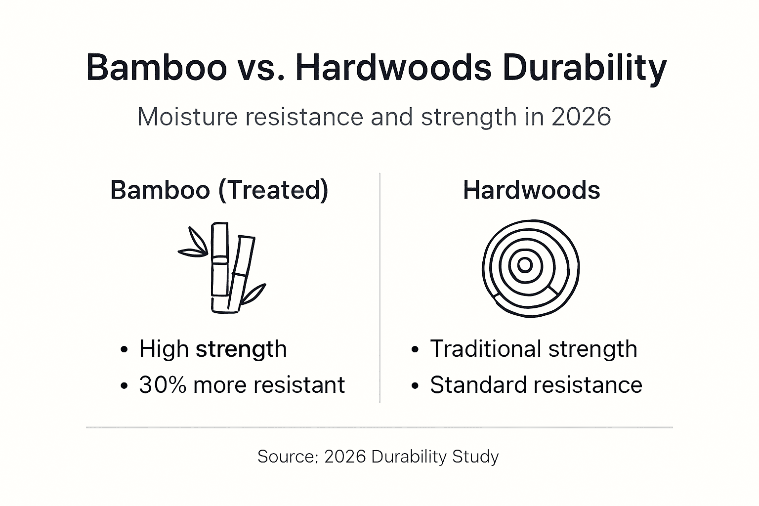 Bamboo versus hardwoods durability infographic