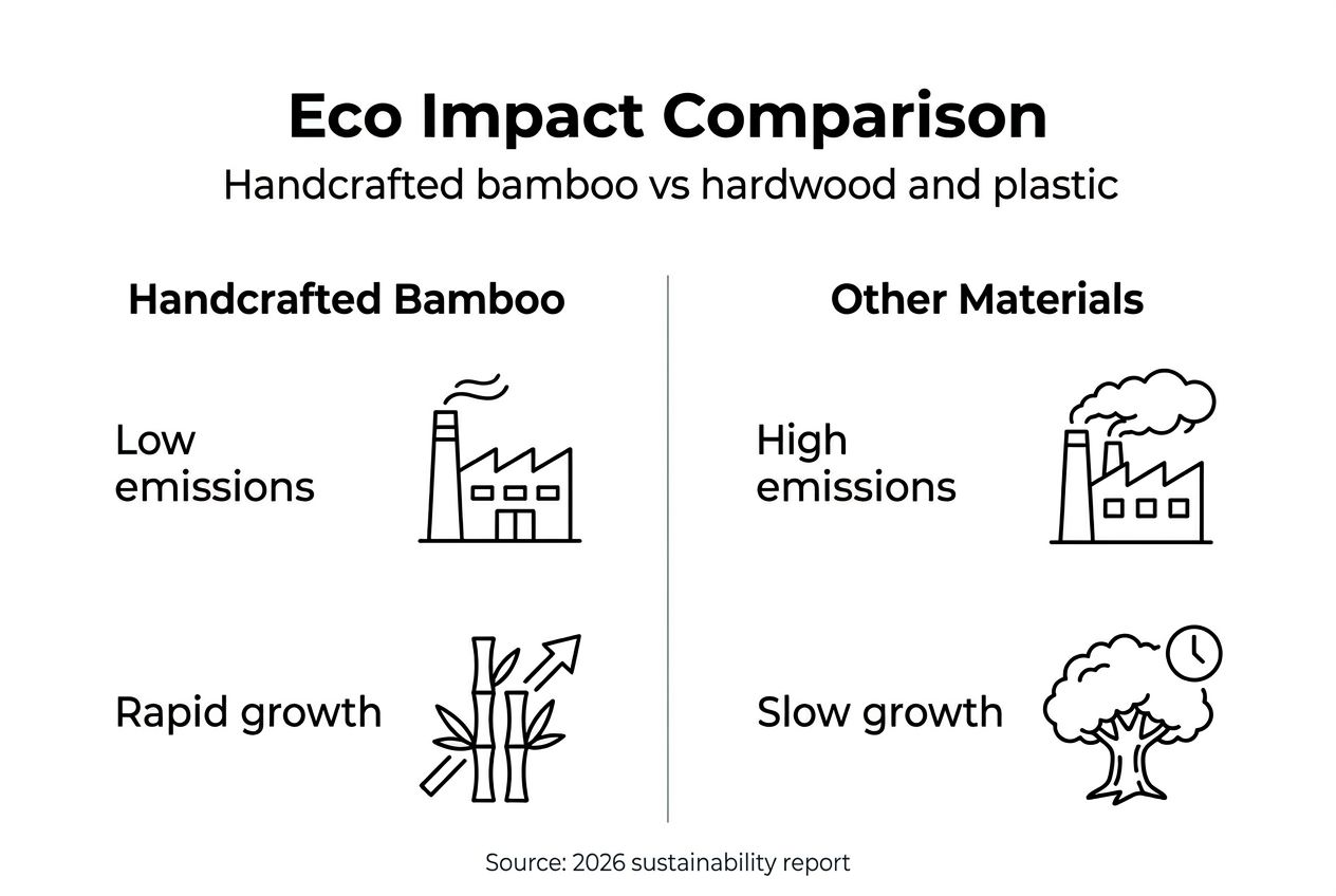 Eco impact infographic comparing bamboo materials