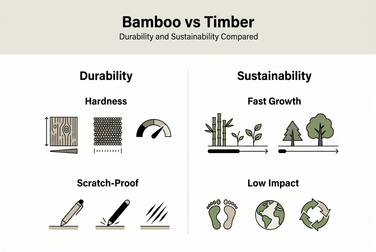 Infographic comparing bamboo and timber properties