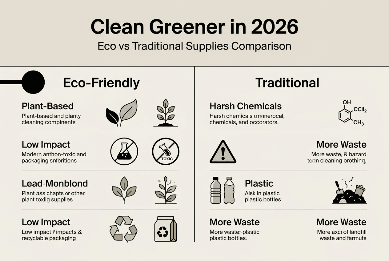Infographic comparing eco-friendly and traditional cleaners