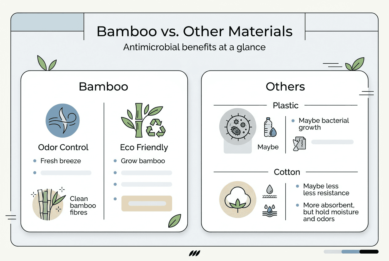 Infographic comparing bamboo to plastic and cotton