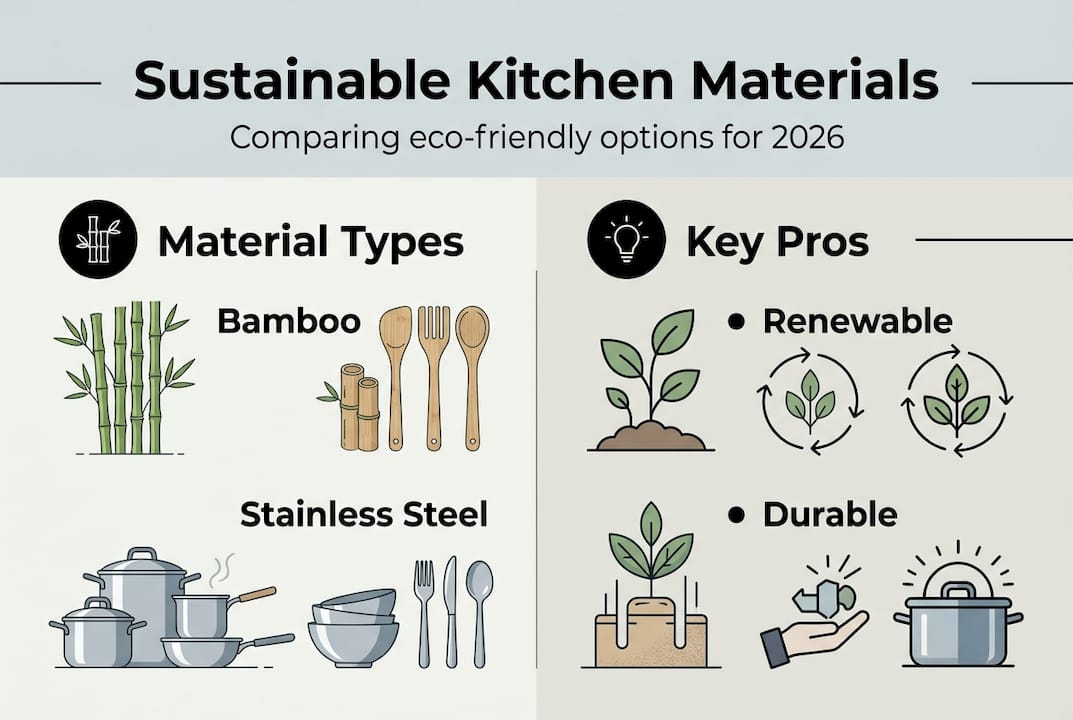 Infographic comparing eco-friendly kitchen materials