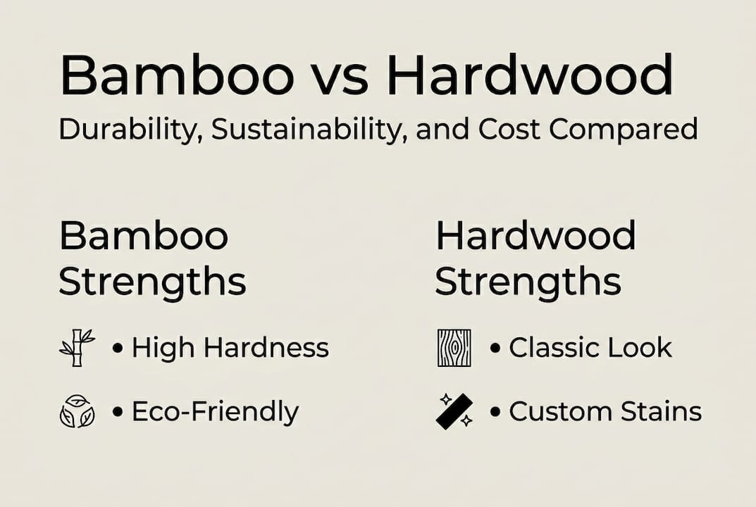 Infographic comparing bamboo and hardwood features