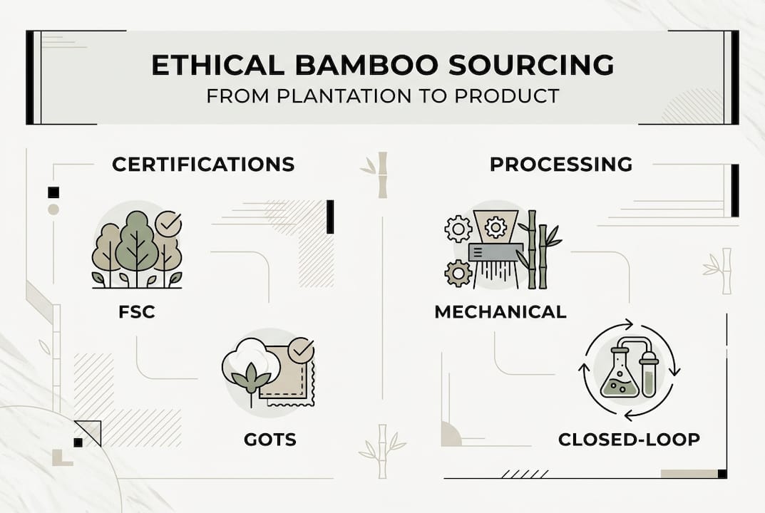 Infographic on certifications and processing of bamboo