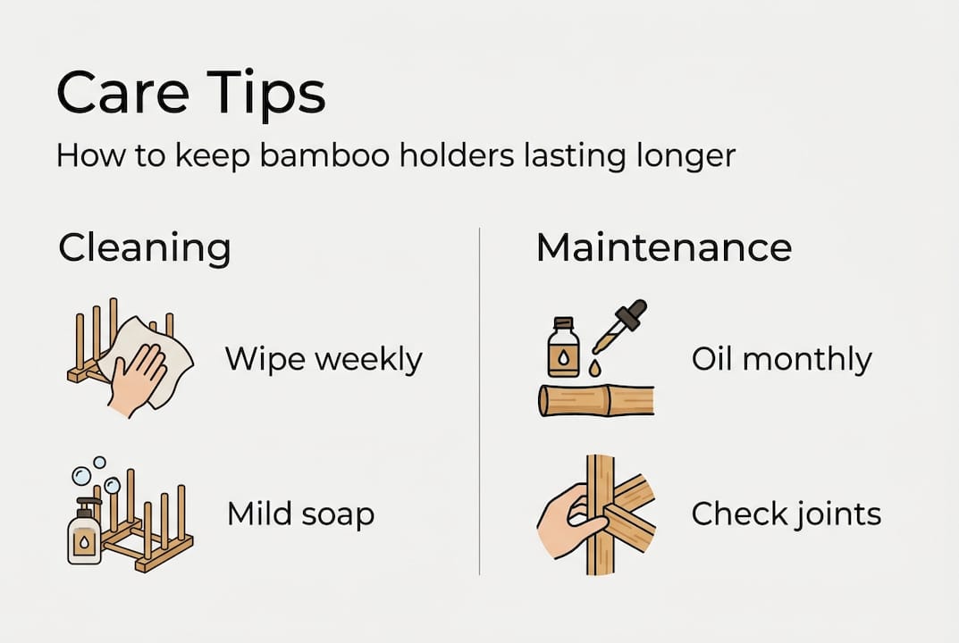 Infographic on care tips for bamboo holders