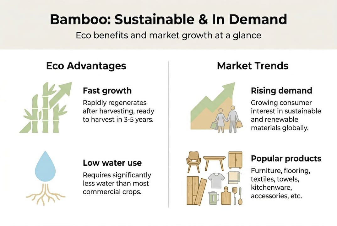 Infographic on bamboo’s sustainability and demand