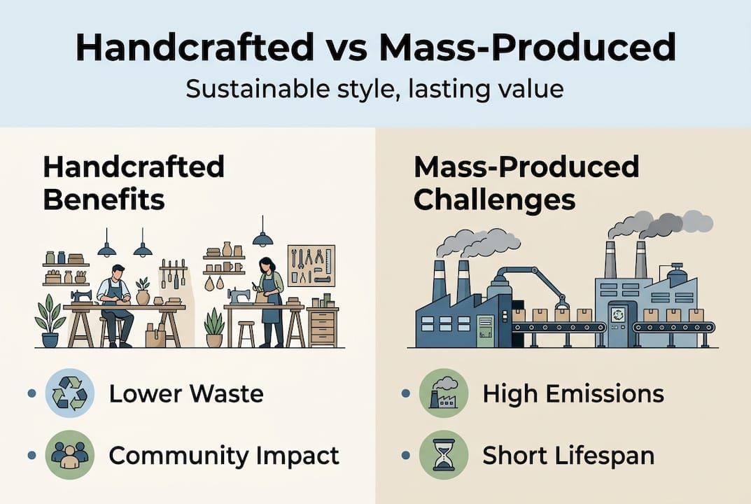Infographic comparing handcrafted and mass-produced items