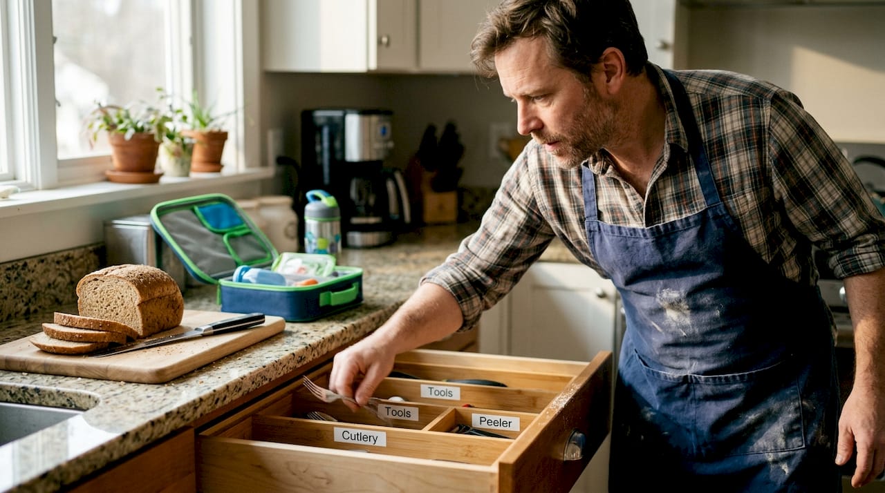 Kitchen drawer zones for fast morning routine