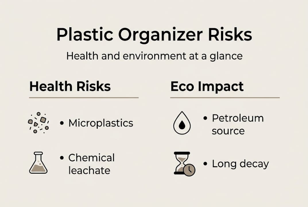 Infographic shows health and eco risks of plastic organizers