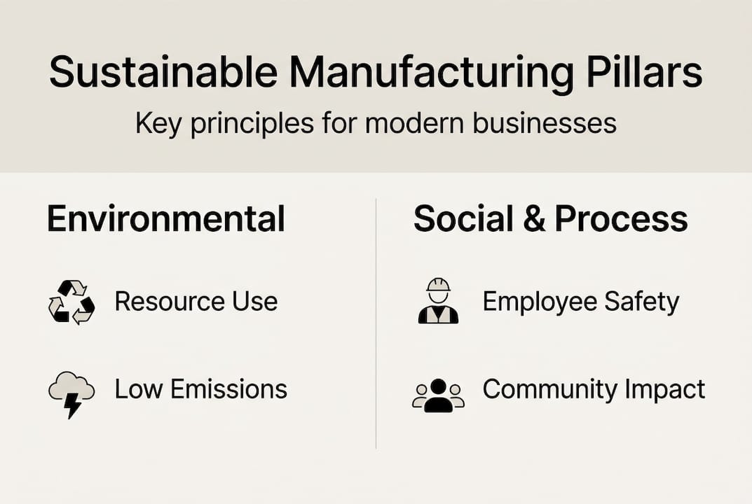 Infographic of sustainable manufacturing pillars