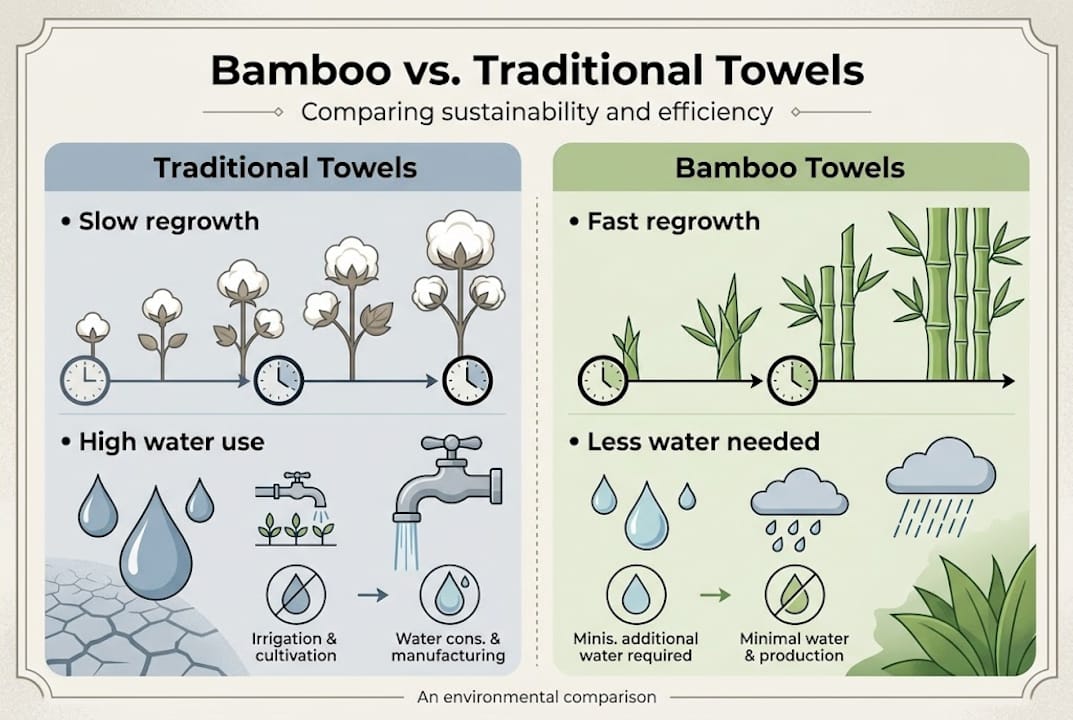 Infographic bamboo and traditional towels comparison