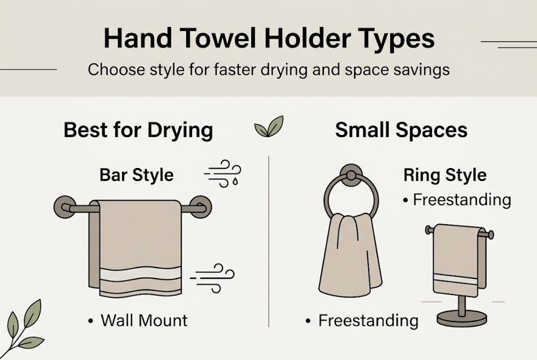 Infographic showing sustainable hand towel holder options