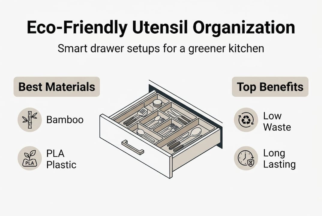 Eco-friendly utensil drawer organization infographic
