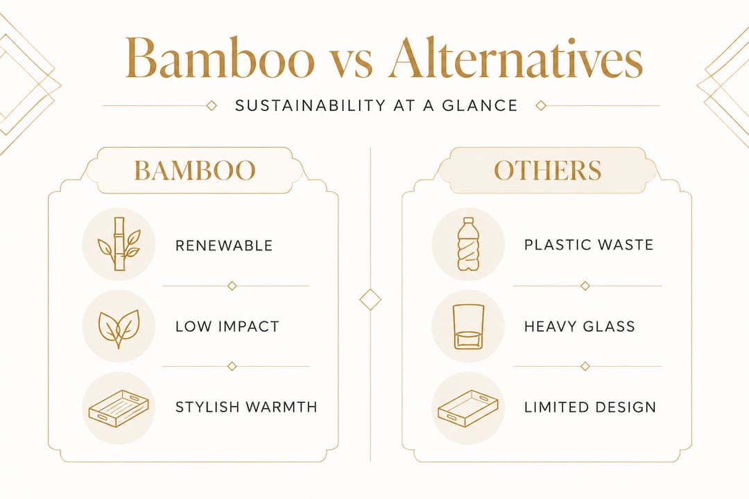 Infographic comparing bamboo trays with other materials