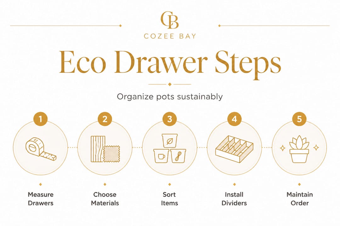 Infographic vertical flow of eco drawer steps