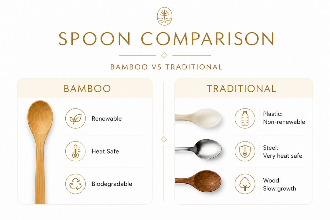 Infographic compares bamboo and traditional spoons
