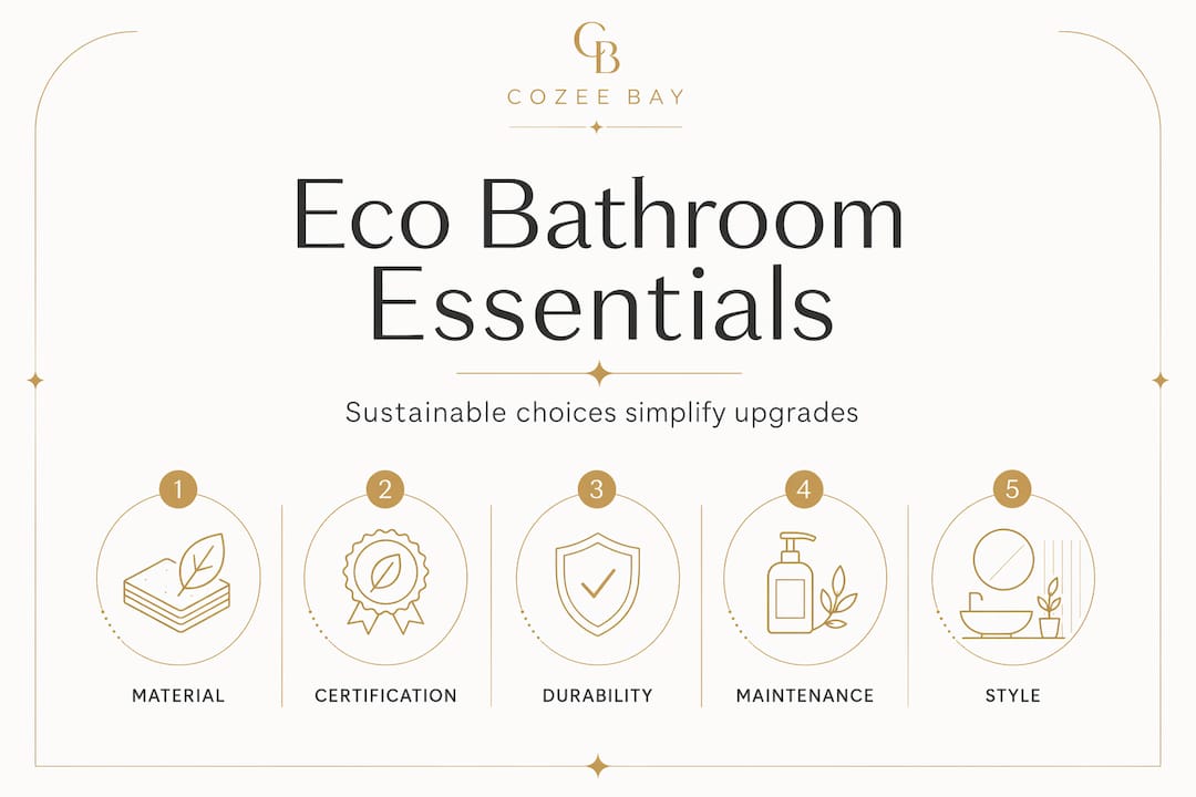 Infographic listing key eco bathroom essentials