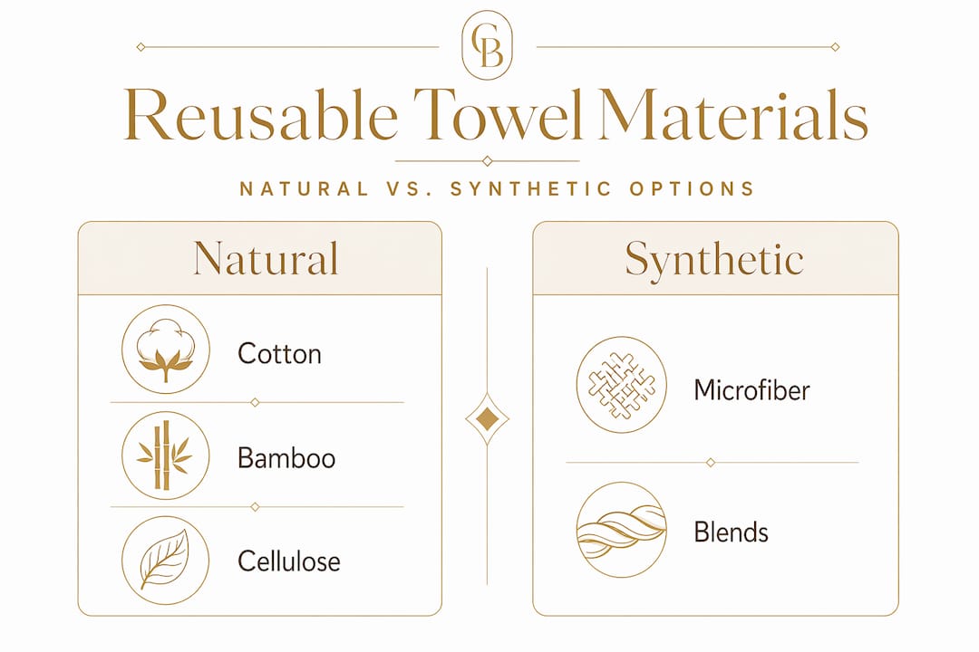 Infographic comparing reusable towel materials