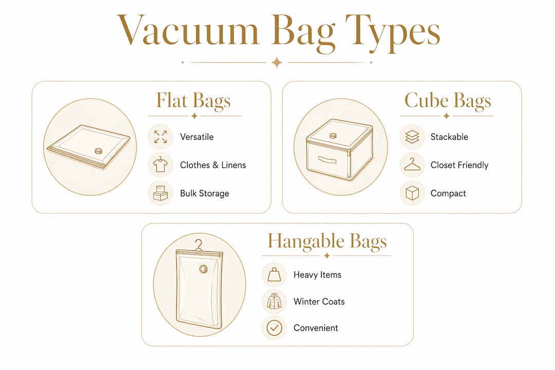 Infographic comparing vacuum bag types