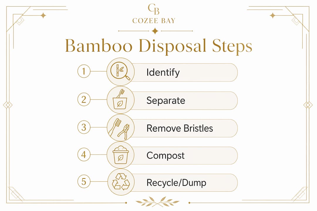 Infographic illustrating bamboo product disposal steps
