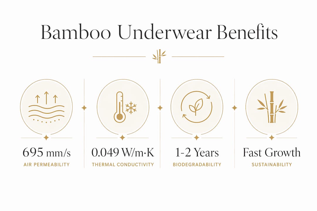 Infographic highlighting bamboo underwear key benefits