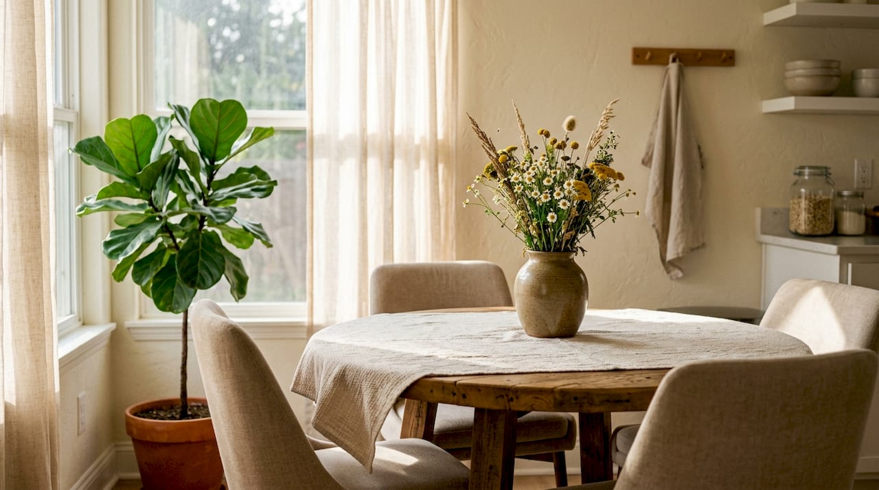 Eco-friendly living room decor scene