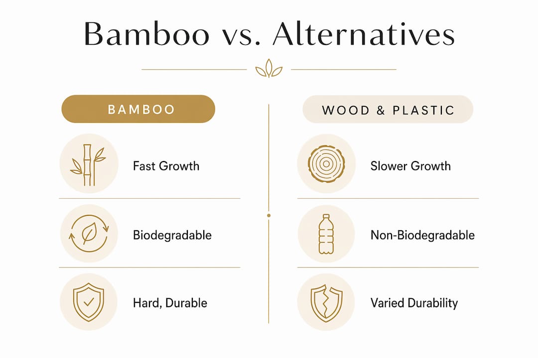 Infographic comparing bamboo and other materials