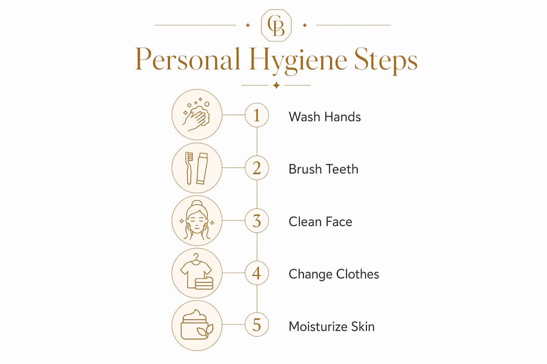 Infographic listing personal hygiene steps