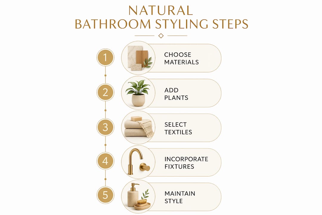 Infographic showing step-by-step natural bathroom styling