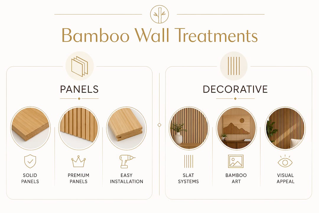 Infographic comparing bamboo wall treatment types