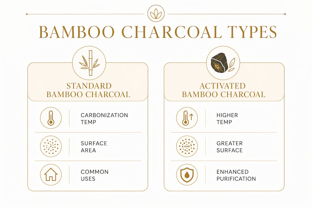 Infographic comparing standard and activated bamboo charcoal