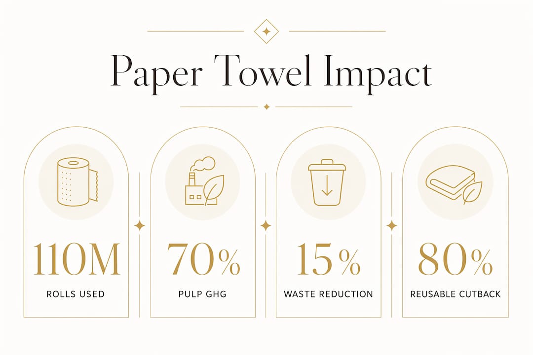 Infographic illustrating paper towel environmental statistics